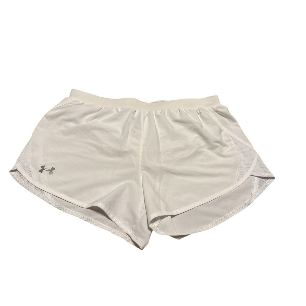 Under Armour UA Fly-By 2.0 Women’s L Shorts  White Reflect Logo 1350196-100